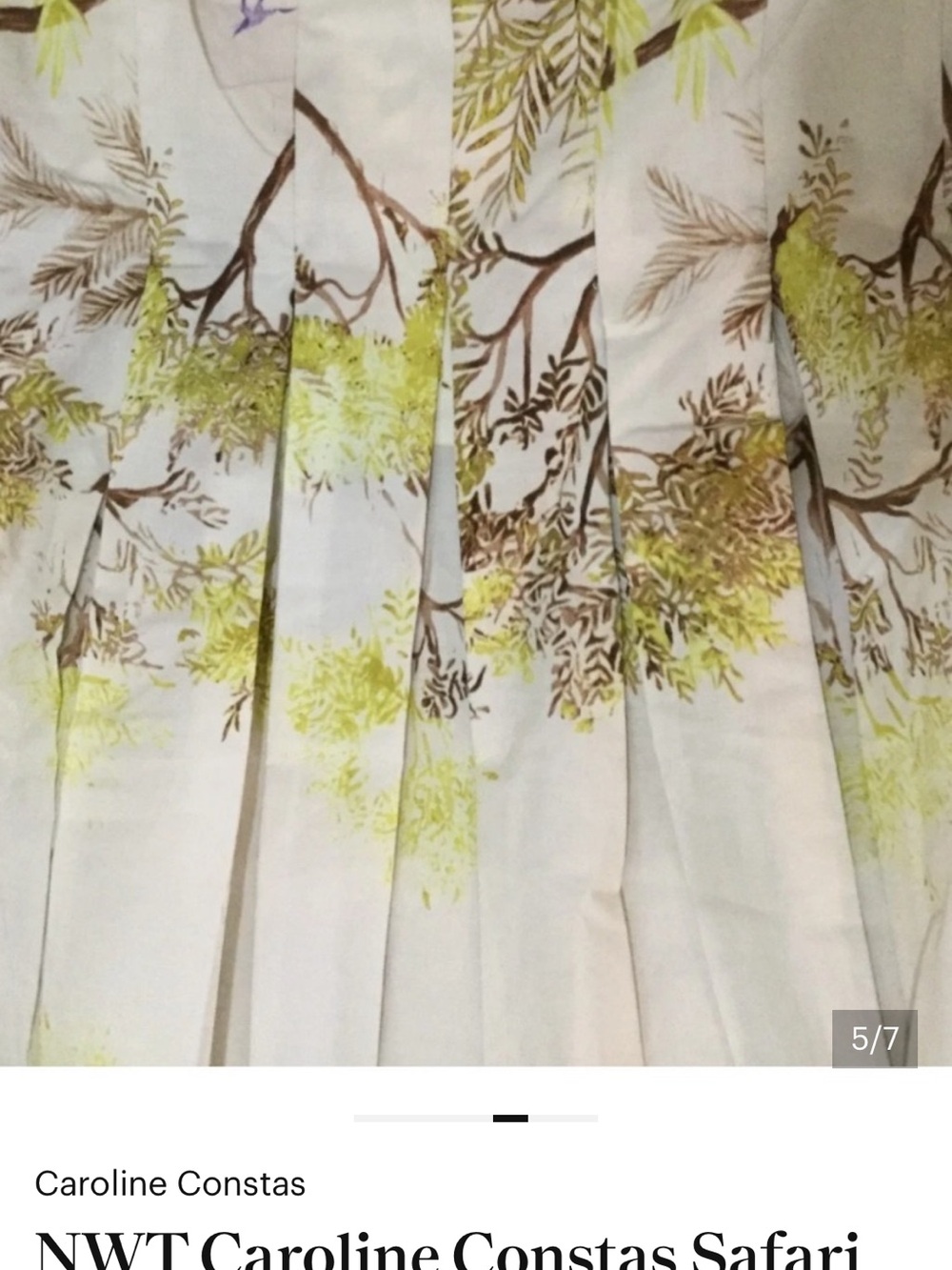 Caroline Constas safari yellow lime purple empire cotton Tuckernuck dress M - Picture 6 of 7